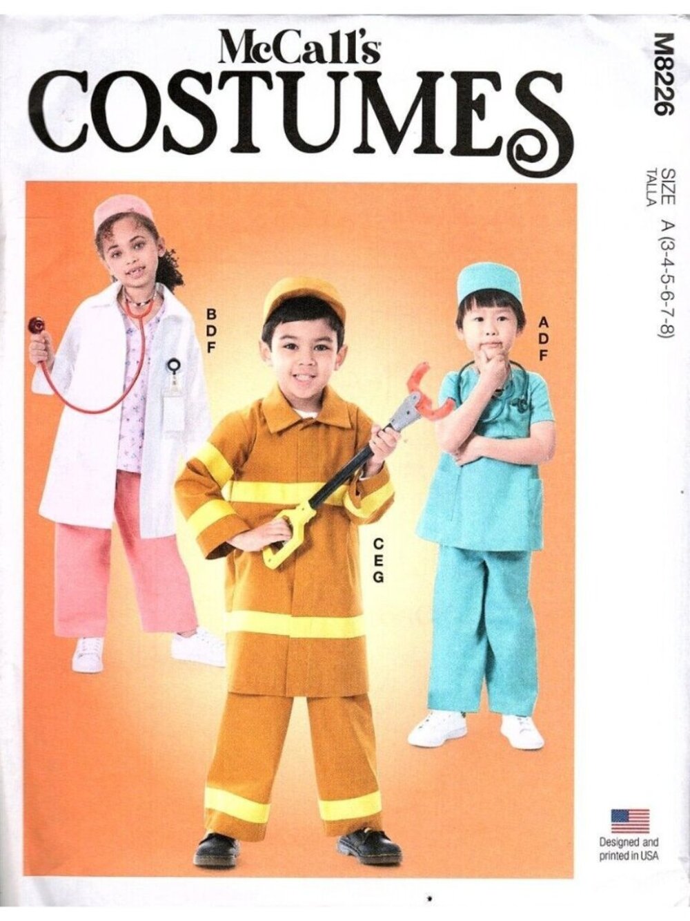 McCalls Costumes M8226 Child 3 to 8 First Responders Uncut Sewing Pattern